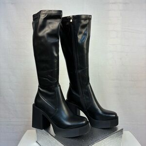 Wetkiss Black Platform Knee High Gogo Boots 9.5
